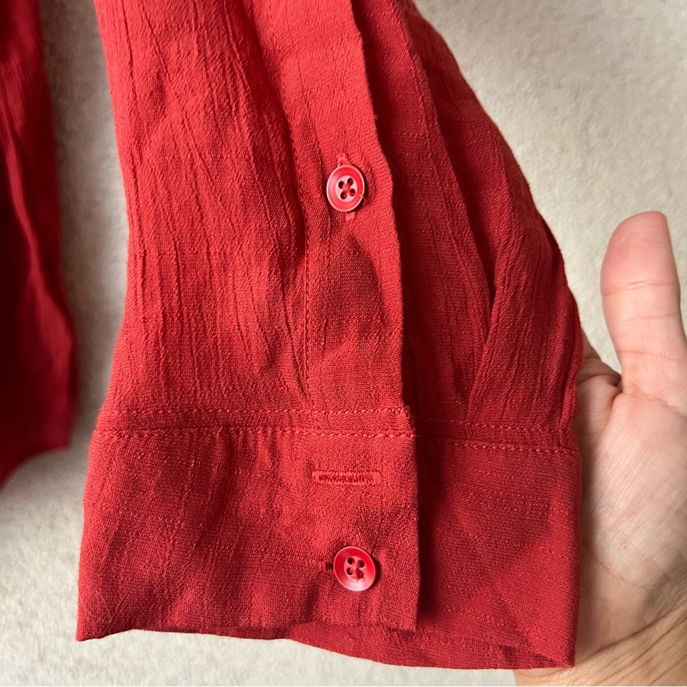 Torrid Crinkle Gauze Button Down Color: Lava Red … - image 4